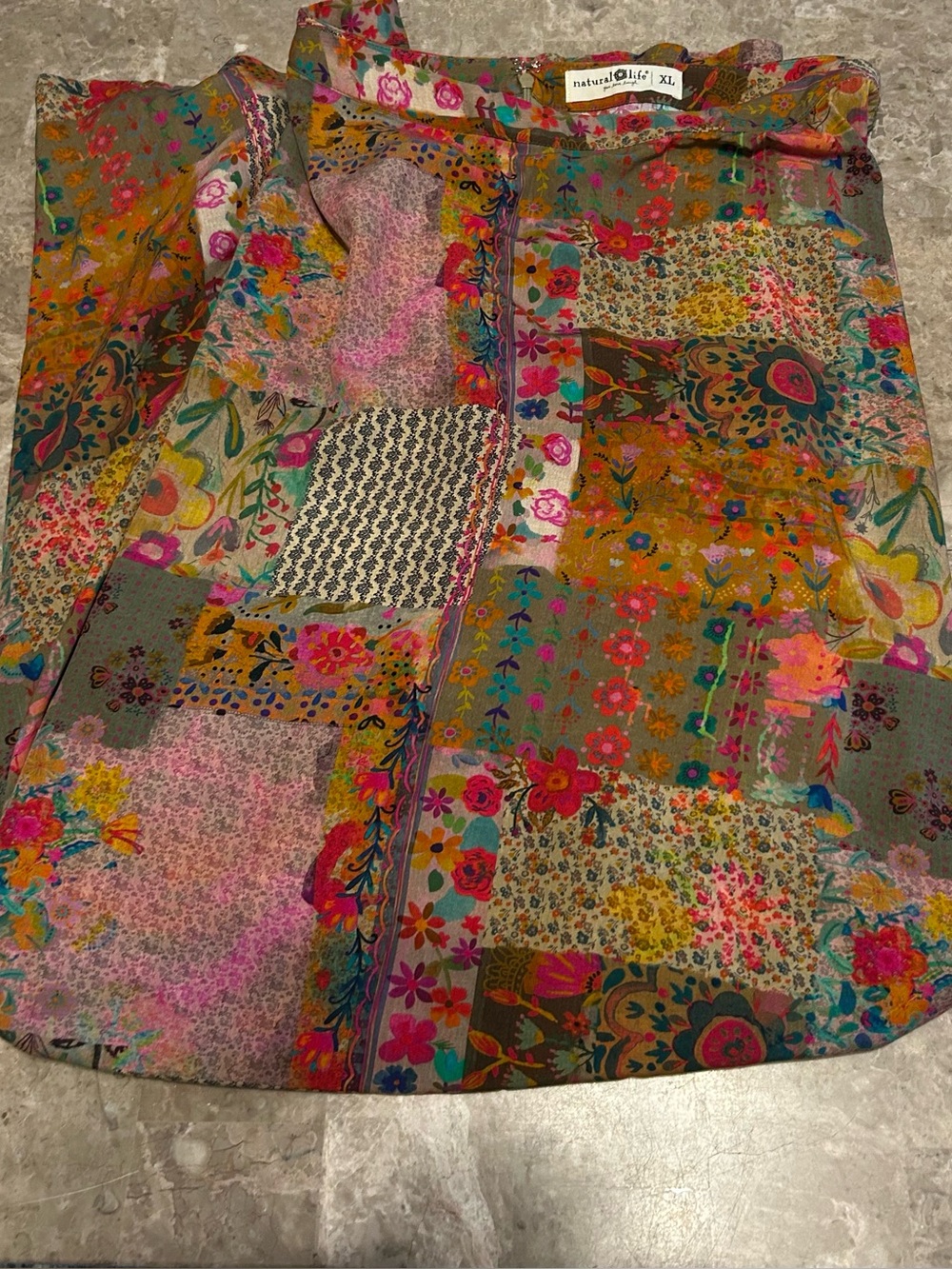 Natural Life Patchwork Floral
Maxi Skirt Side Slits Boho XL - Picture 9 of 13